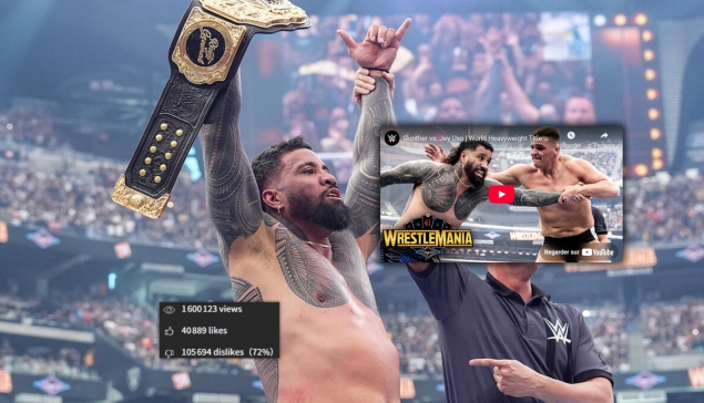 Encore des dislikes sous la vidéo de la victoire de Jey Uso à WrestleMania ?